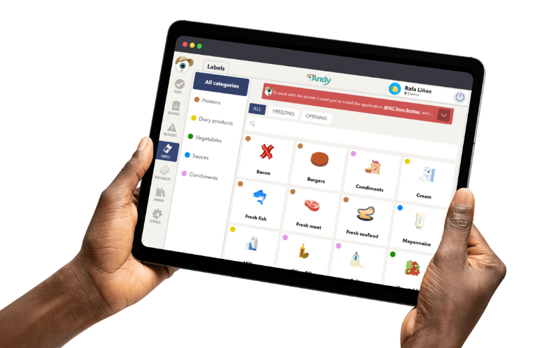 Automated food labelling for food service kitchens with Andy