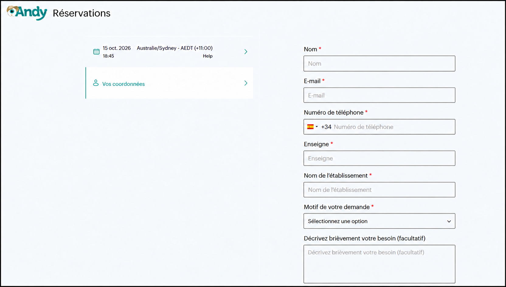 Prenez rendez-vous avec le Help Desk Andy